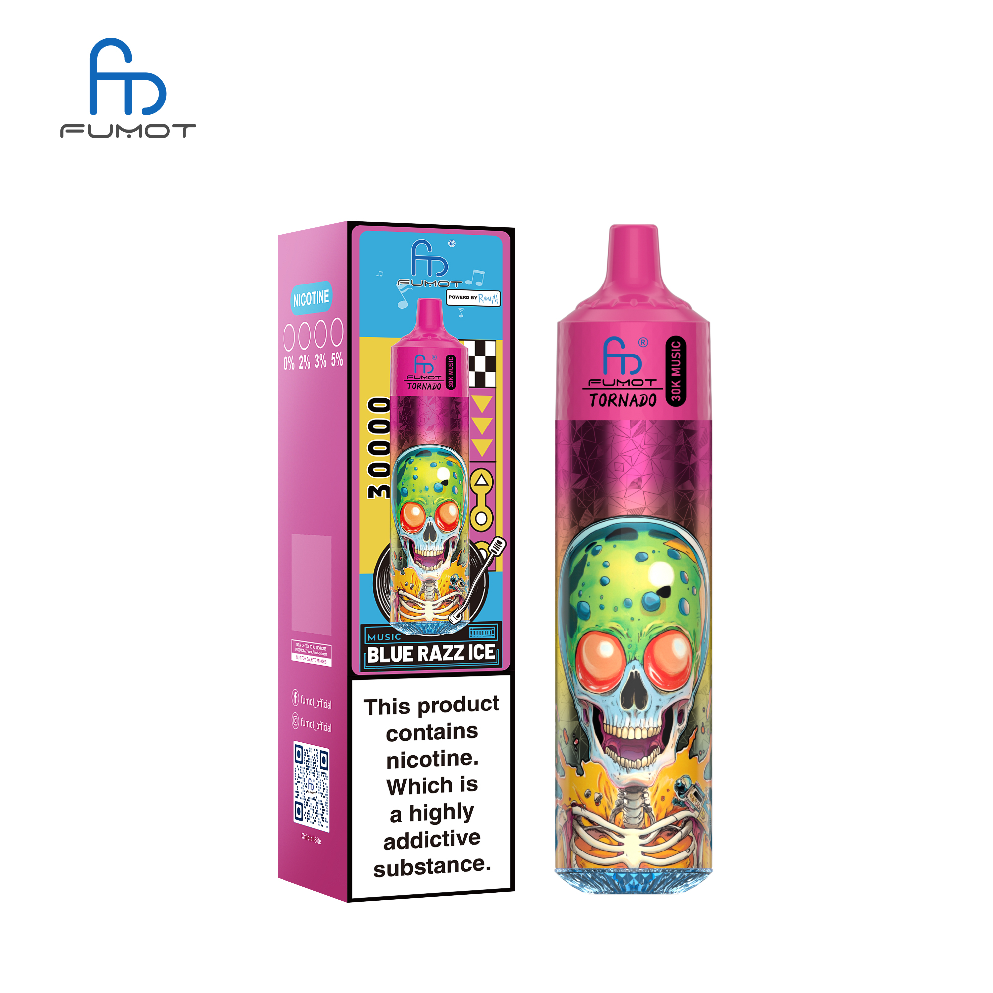 alfakarjuice.com RANDM Fumot Tornado 30K(300000) Puffs Music Lighting 2% 5% Nicotine Type-C Charging 30mL of E-liquid Disposable Vape