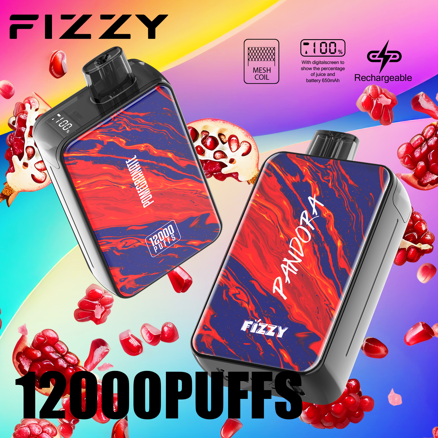 alfakarjuice.com Fizzy Pandora 12K(12000) Puffs 20ML E-Liquid Mesh Coil 650mAh battery Disposable Vape